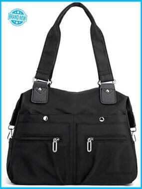 Nylon Tote Bag Multi Pocket Water Resistant Hobo Casual Travel Shoulder Purse